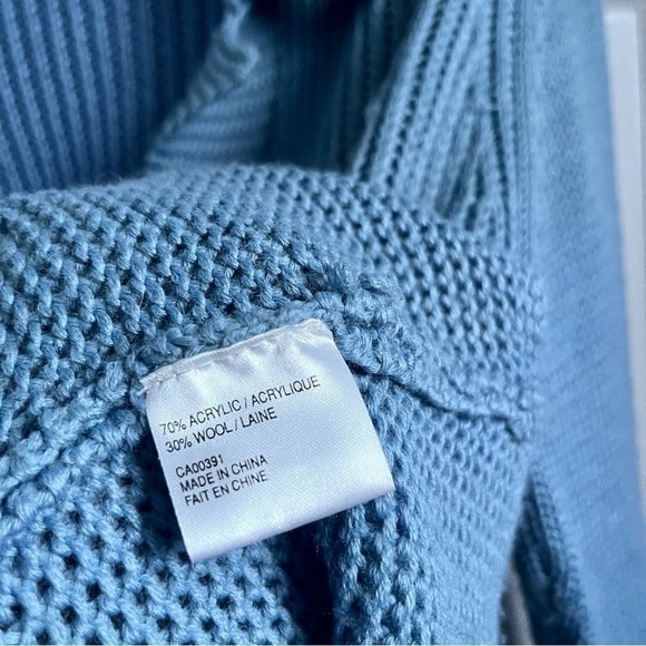 Franco Valeri sweater knit wool cardigan blue women Medium long sleeve buttons - Picture 4 of 6